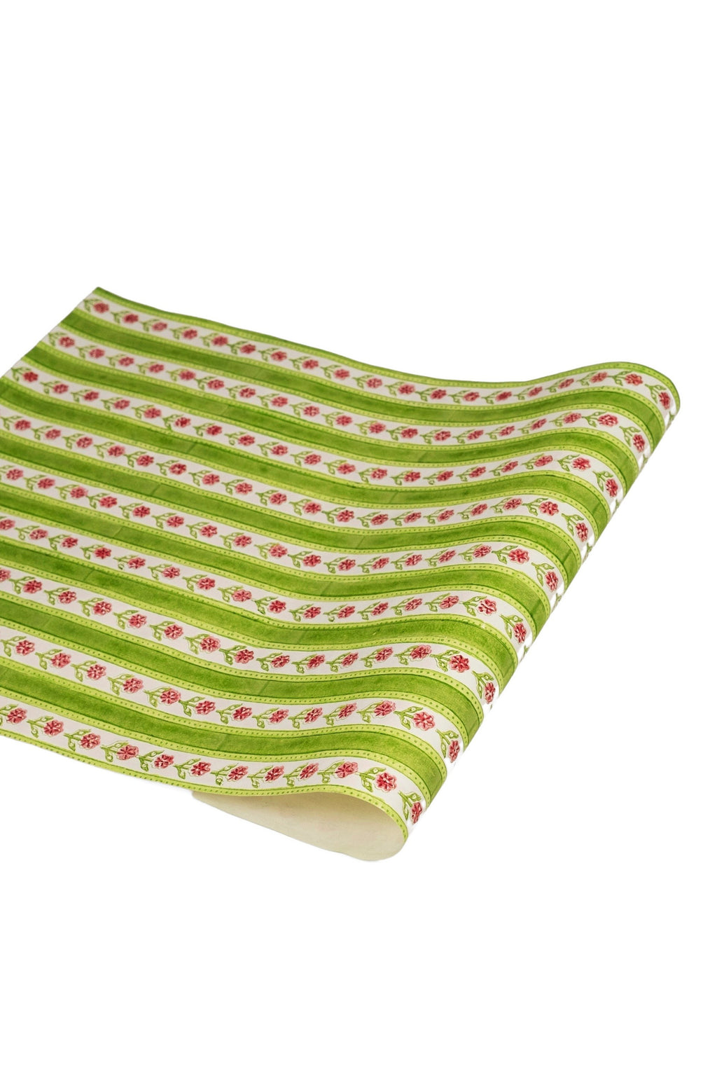 Blockprint Cottage Garden Gift Wrapping Paper Sheets in Green, Set of 5