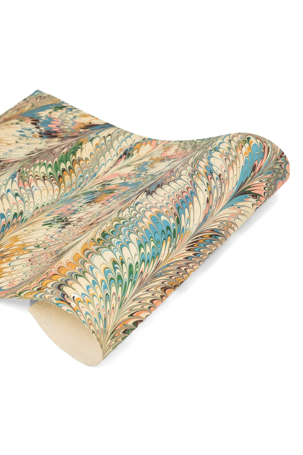 Hand-Marbled Flatiron Feathers Gift Wrapping Paper Sheet