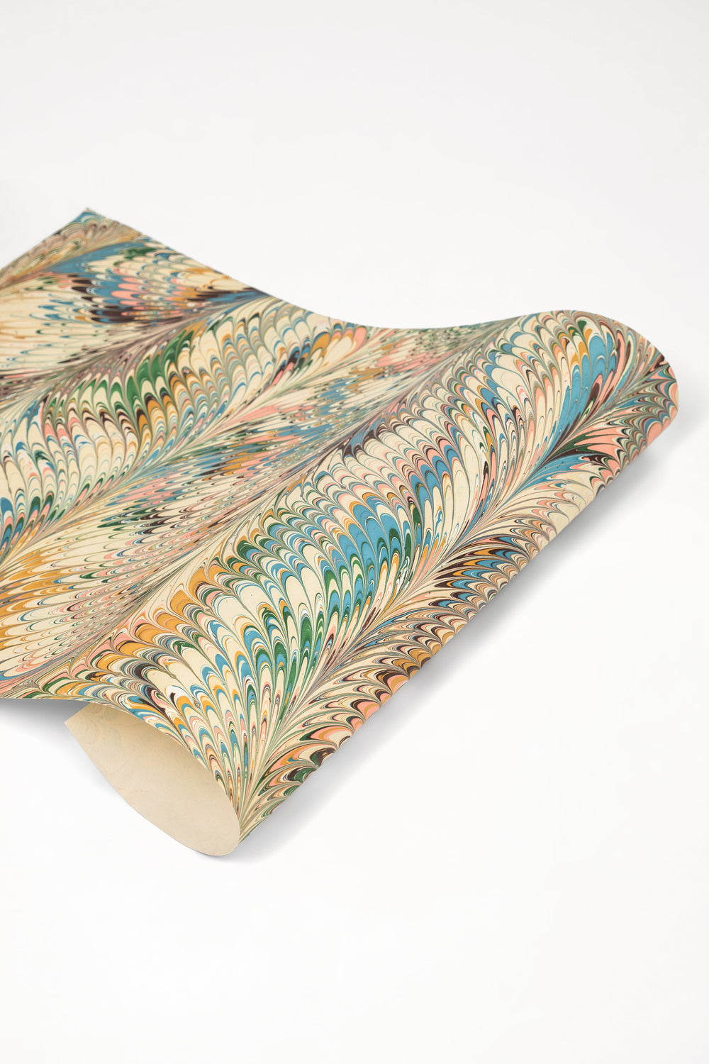 Flatiron feathers gift wrapping paper sheet in marbled pattern from Inner Child