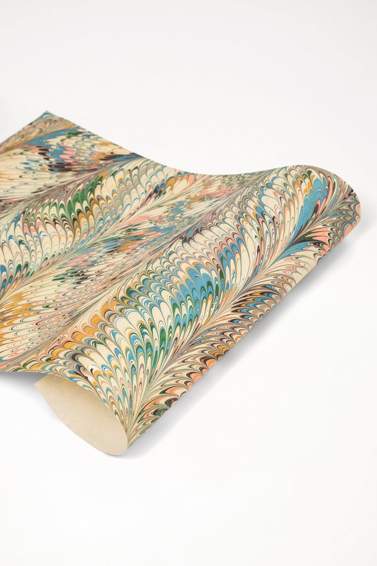 Flatiron feathers gift wrapping paper sheet in marbled pattern from Inner Child