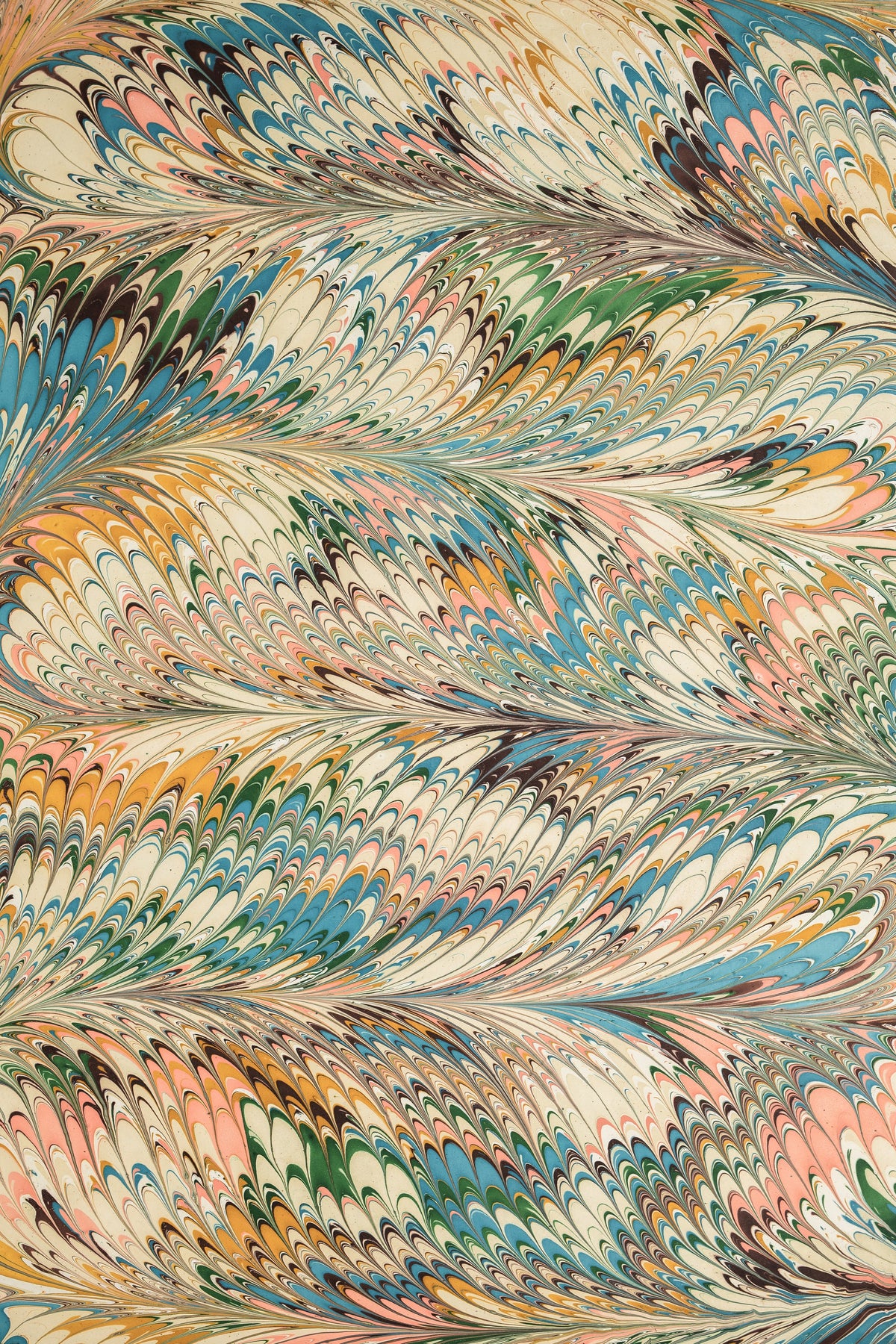 Hand-marbled flatiron feather lampshade sample