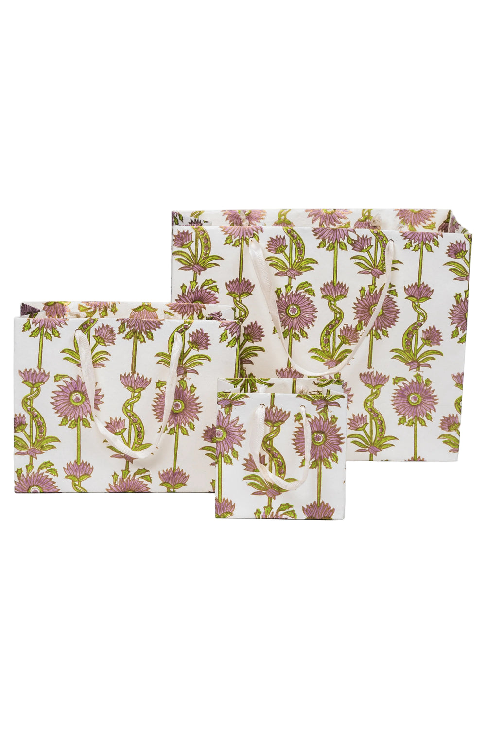 Inner Child hand-marbled mini picture frames - green-purple floral design with white handles