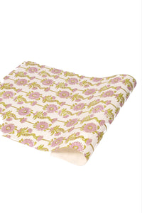 Blockprint Floral Vines Gift Wrapping Paper Sheets in Lilac Purple, Set of 5