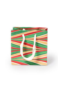 Gilded Holiday Gift Hand Marbled Gift Bag - Small with decorative striped design