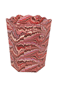Hand-marbled tall basket with red-brown-purple swirls - Inner Child