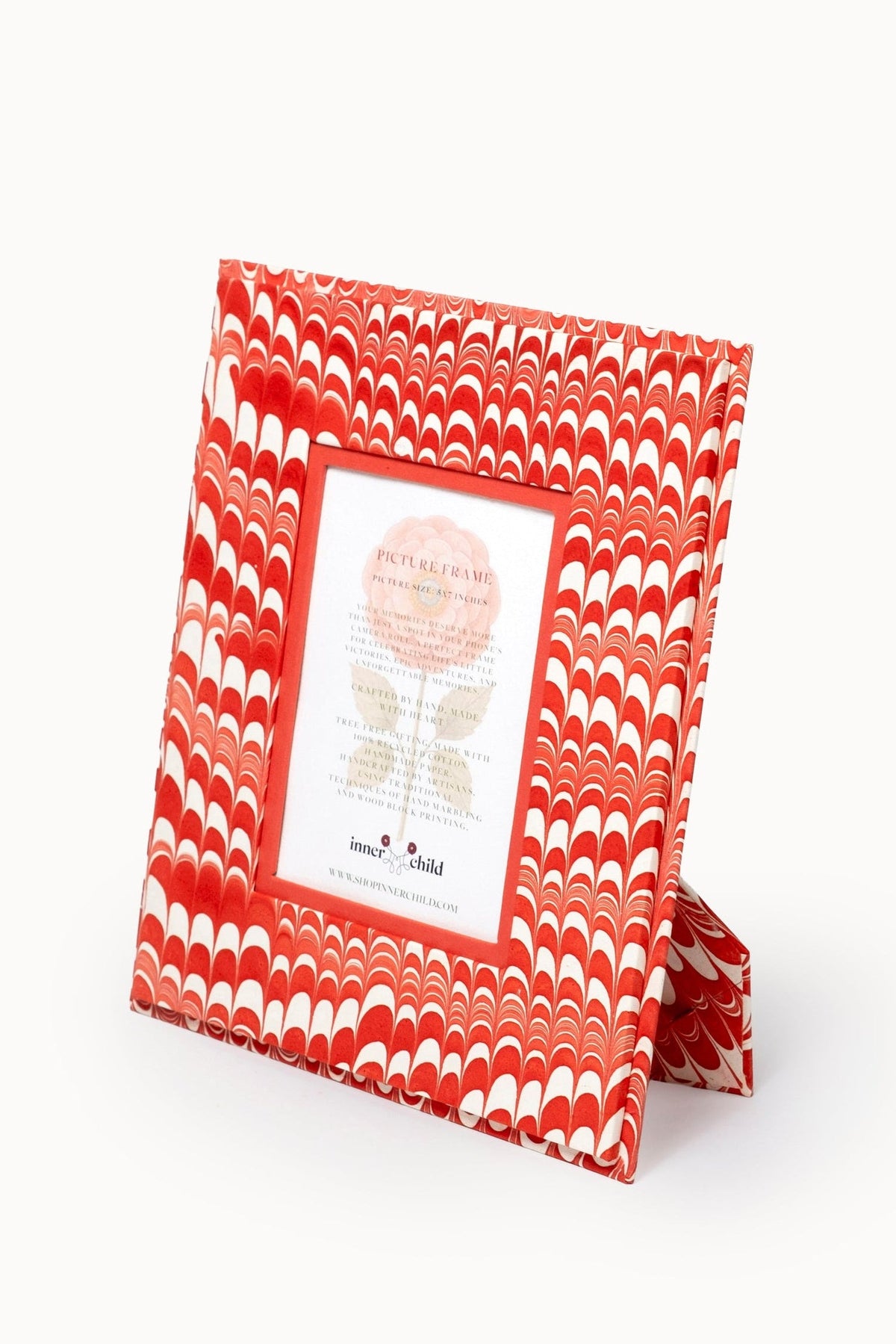 Hand-marbled candy cane swirl 5x7 wall picture frame
