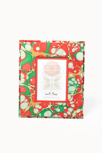 Hand-marbled Christmas gems 5x7 wall picture frame, flat view