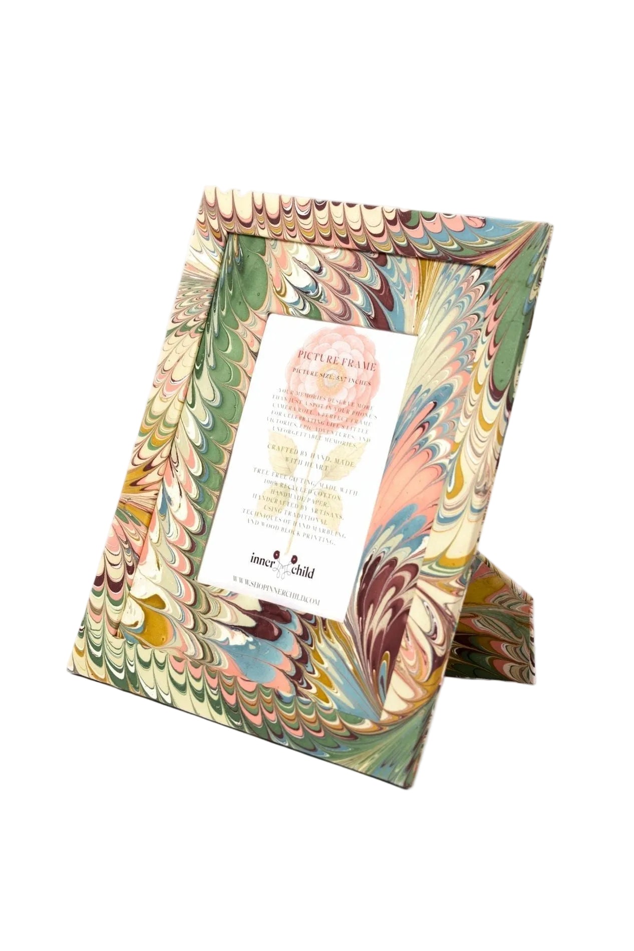 Hand-marbled Flatiron Feathers 5x7 wall picture frame by Inner Child
