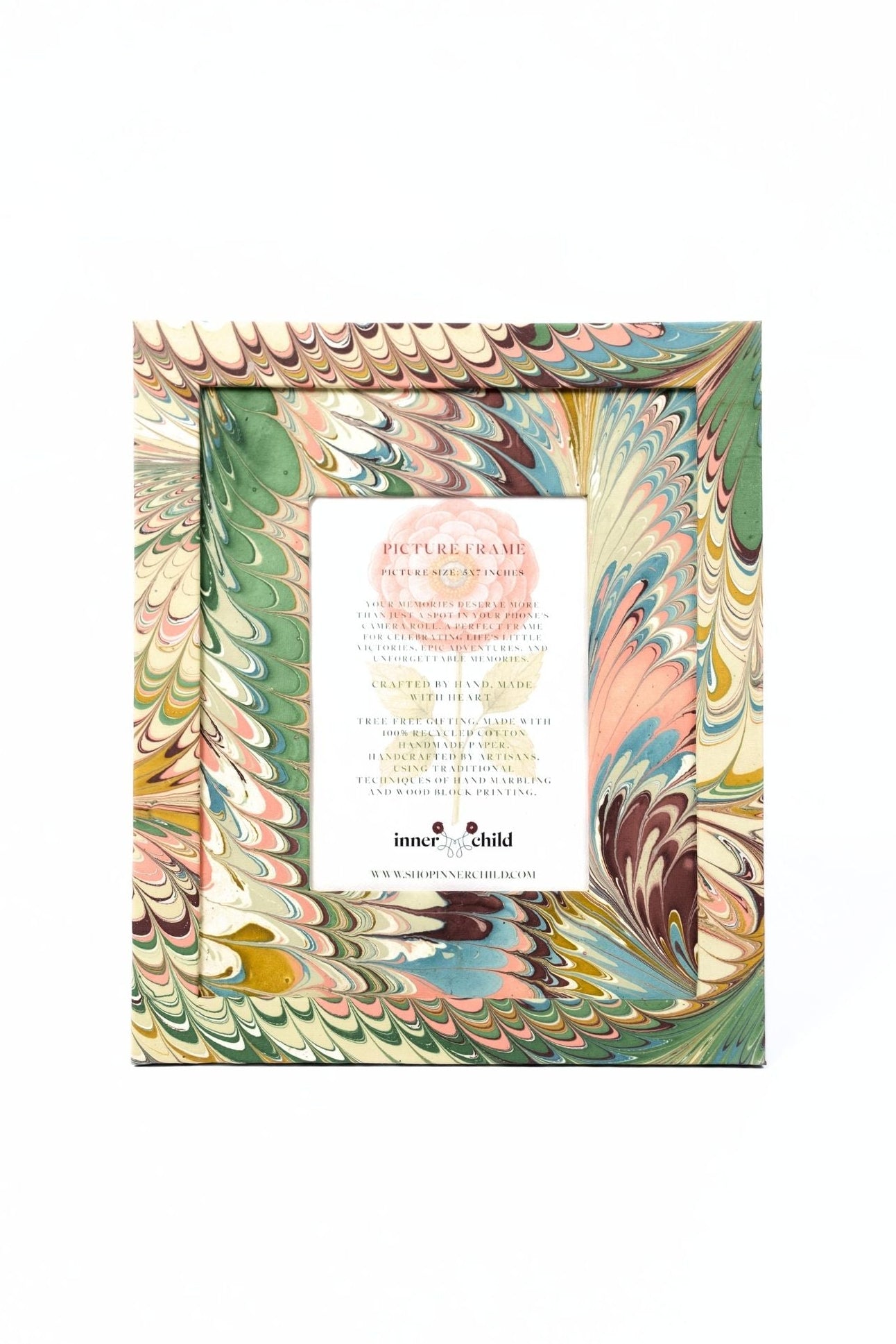 Hand-marbled Flatiron Feathers 5x7 wall picture frame by Inner Child