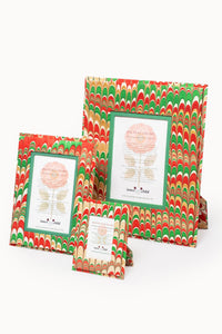 Hand-marbled Holiday Jingle pattern 5x7 wall picture frame set from Inner Child