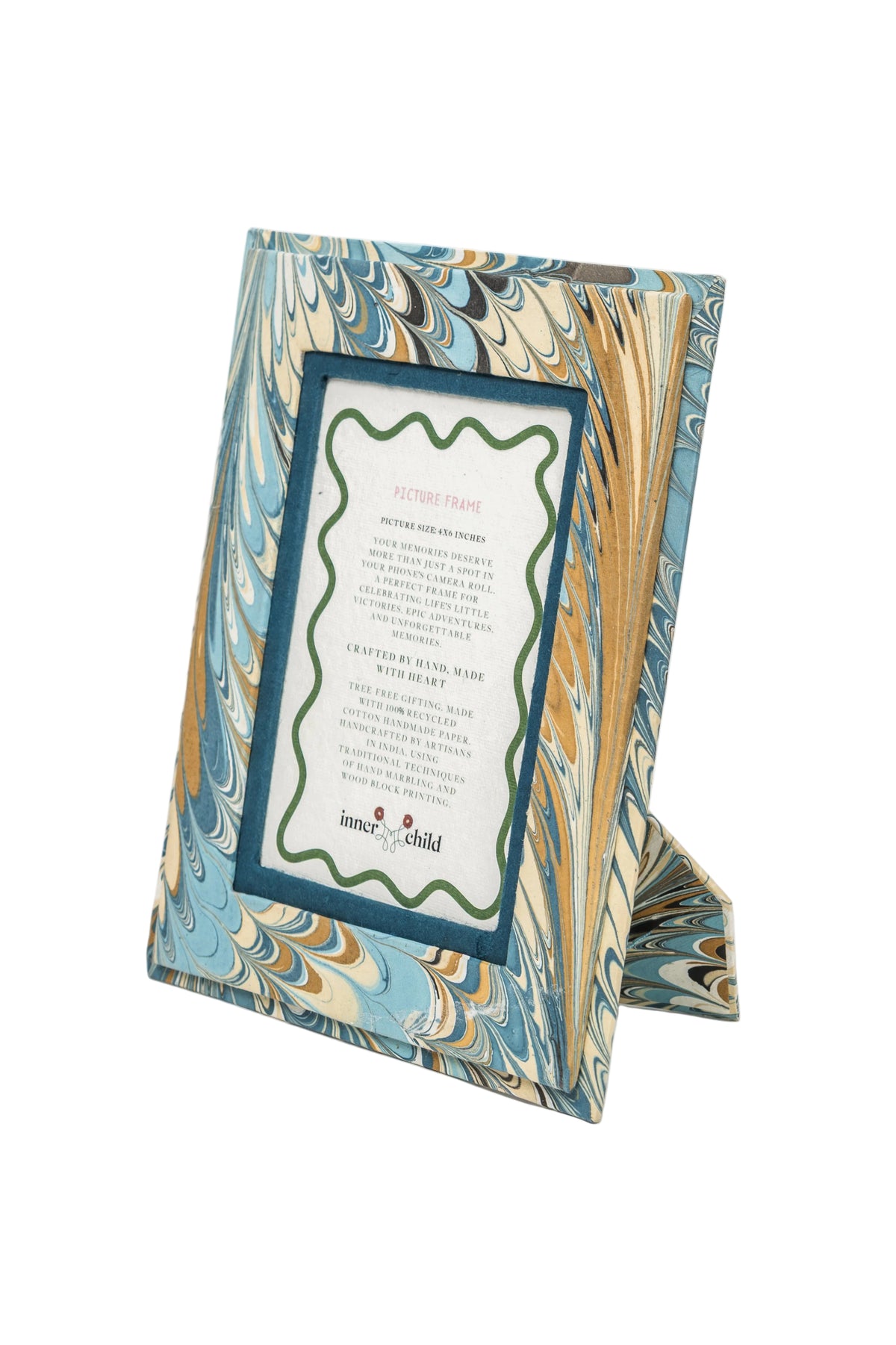 Nila feathers hand-marbled 4x6 picture frame by Inner Child