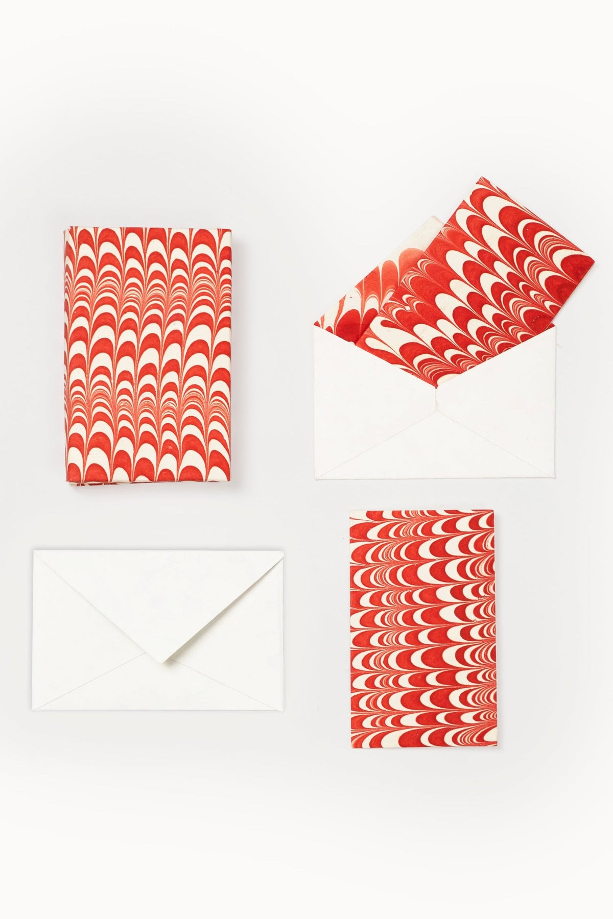 Inner Child candy cane swirled hand-marbled notecard set with envelopes