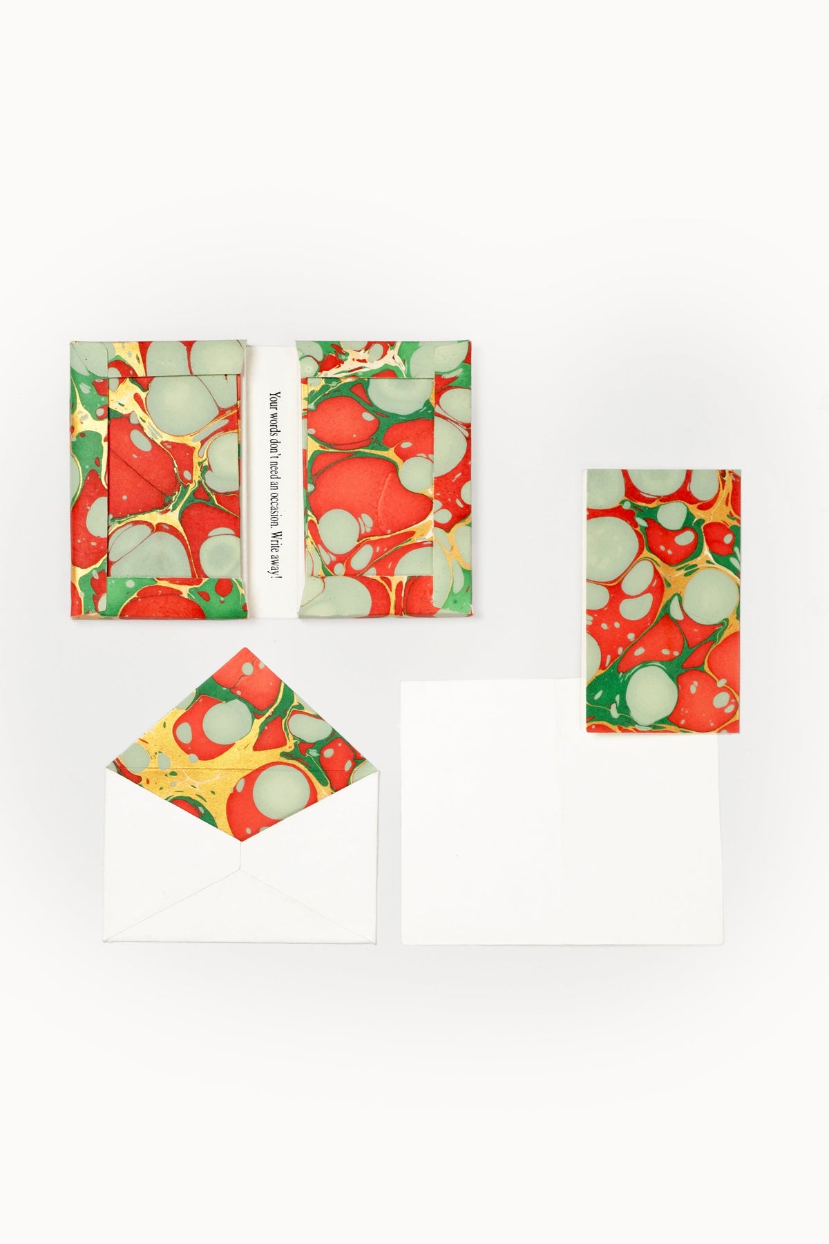 Hand-marbled notecards in Christmas gems pattern with envelopes, set of 8 from Inner Child