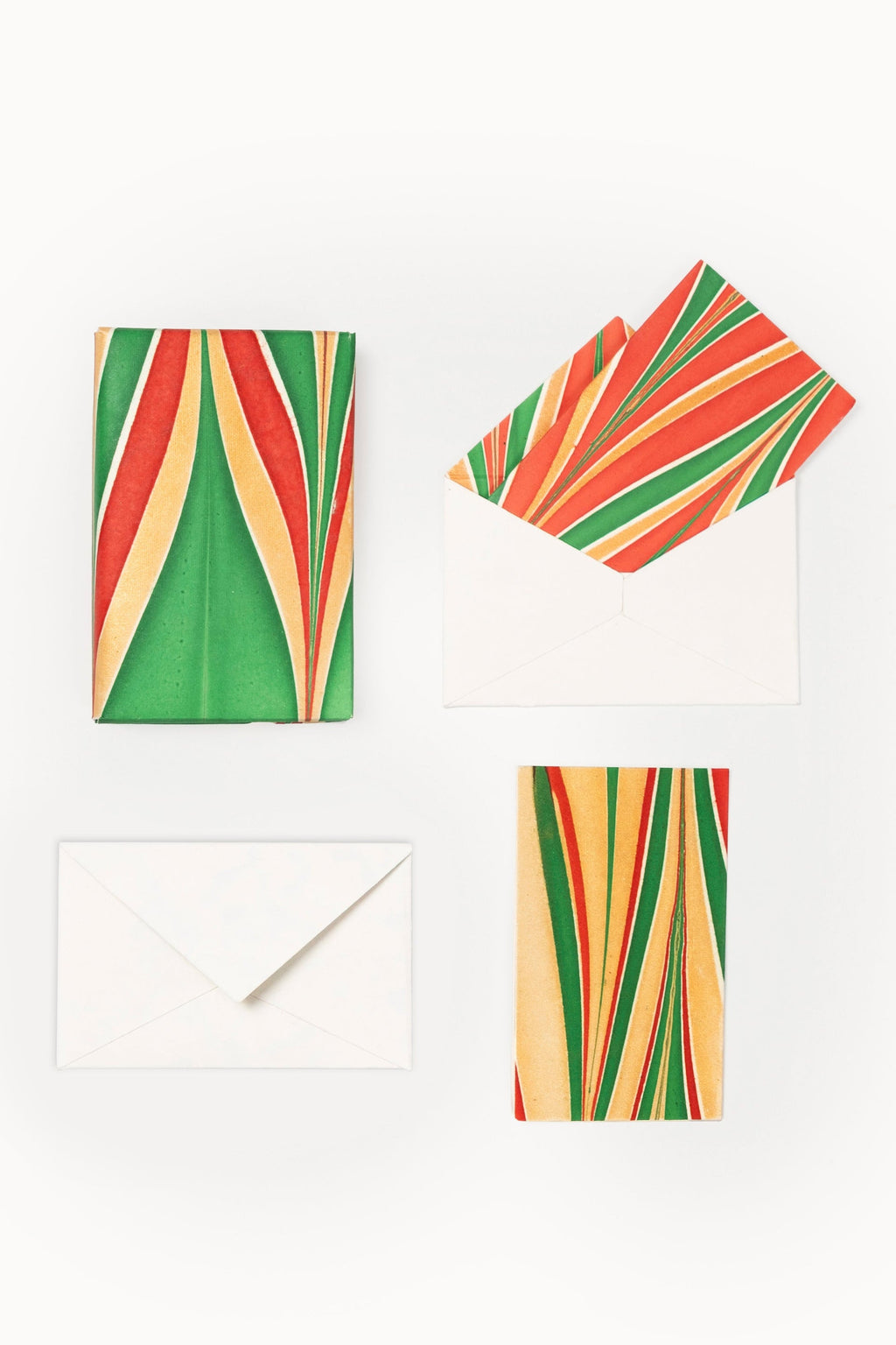 Hand-marbled notecards in Gilded Holiday pattern, set of 8 with envelopes