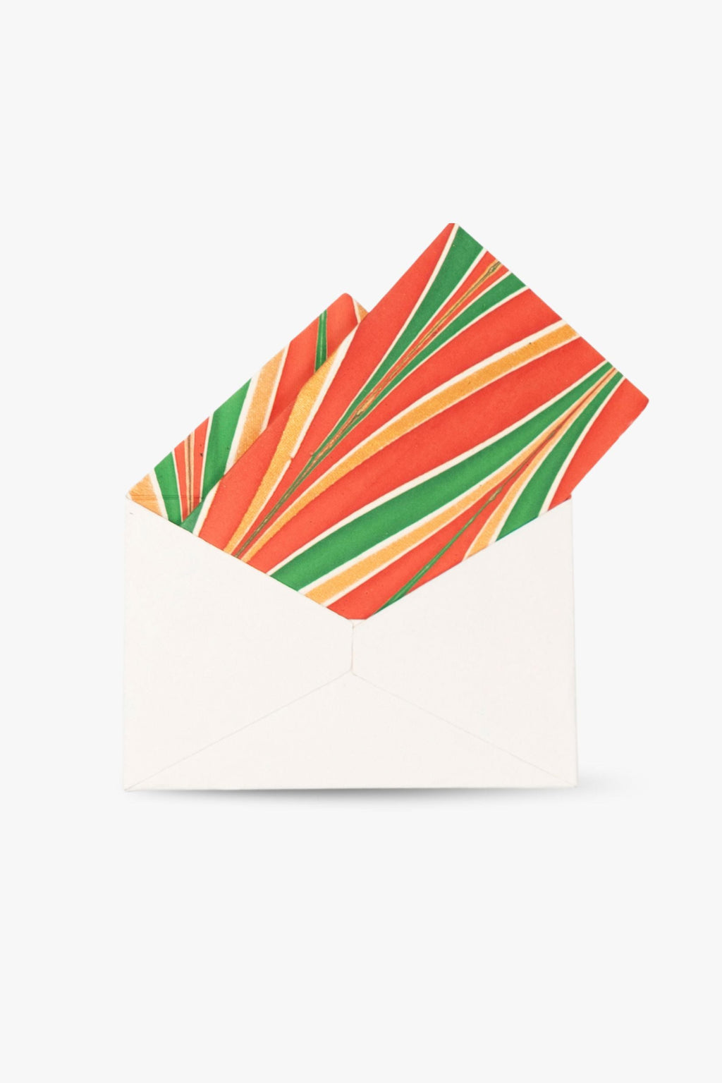 Hand-marbled notecard with red green yellow stripes in white envelope - Inner Child