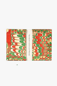 Hand-marbled notecards in Holiday Jingle set of 8 with vibrant red-green-yellowmarbling patterns