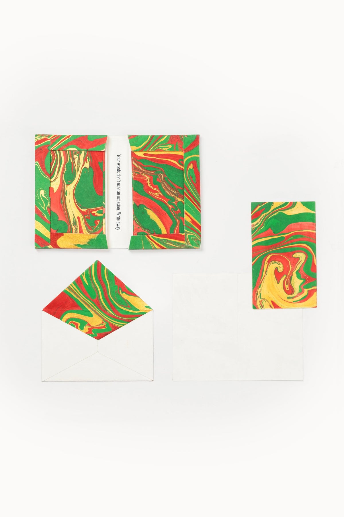 Hand-marbled notecards and envelopes from Holiday Wave collection