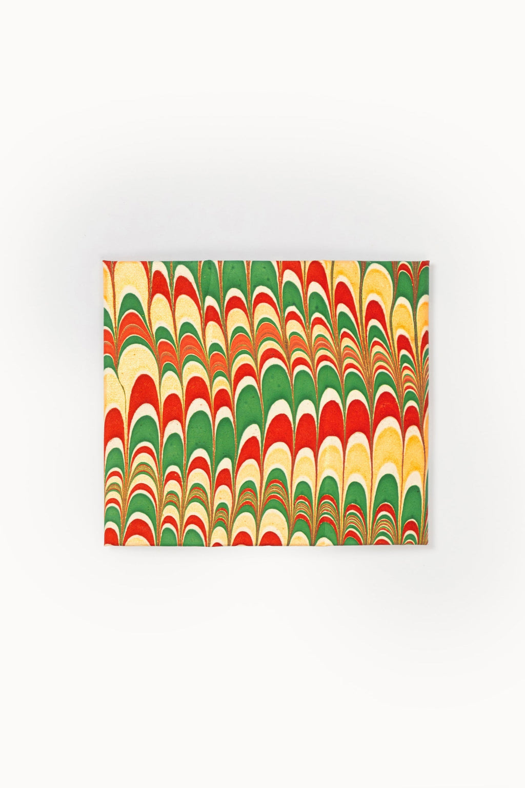 Rectangular hand-marbled decorative piece with red/green/yellow patterns - Inner Child