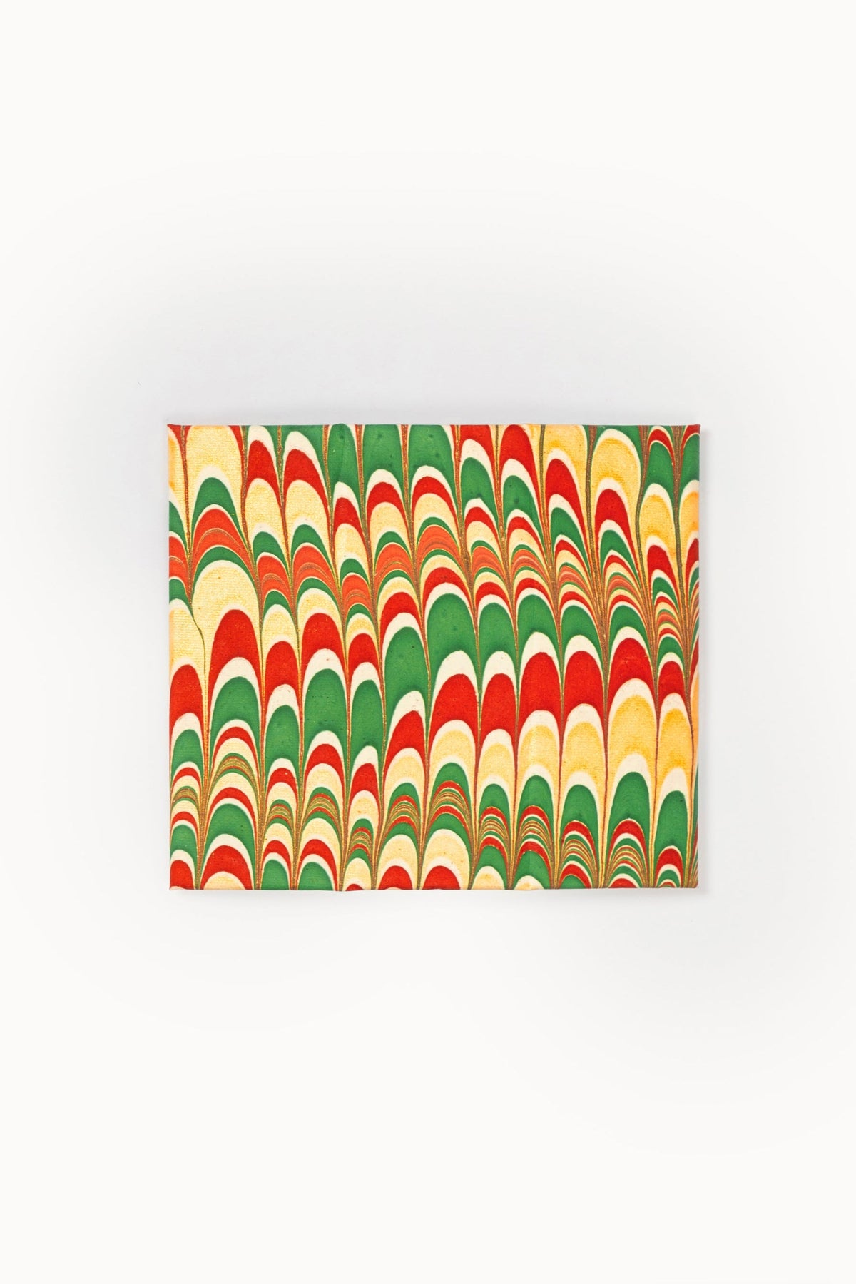 Rectangular hand-marbled decorative piece with red/green/yellow patterns - Inner Child
