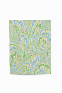 Hand-marbled pattern, seaglass peacock swirls