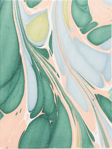 Hand-Marbled Picture Frame Folding Book 4x6 in Green & Pink