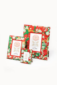Multiple hand-marbled frames with green-red-gold Christmas gems, 4x6 from Inner Child