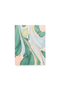 Hand-Marbled Picture Frame Folding Book 4x6 in Green & Pink