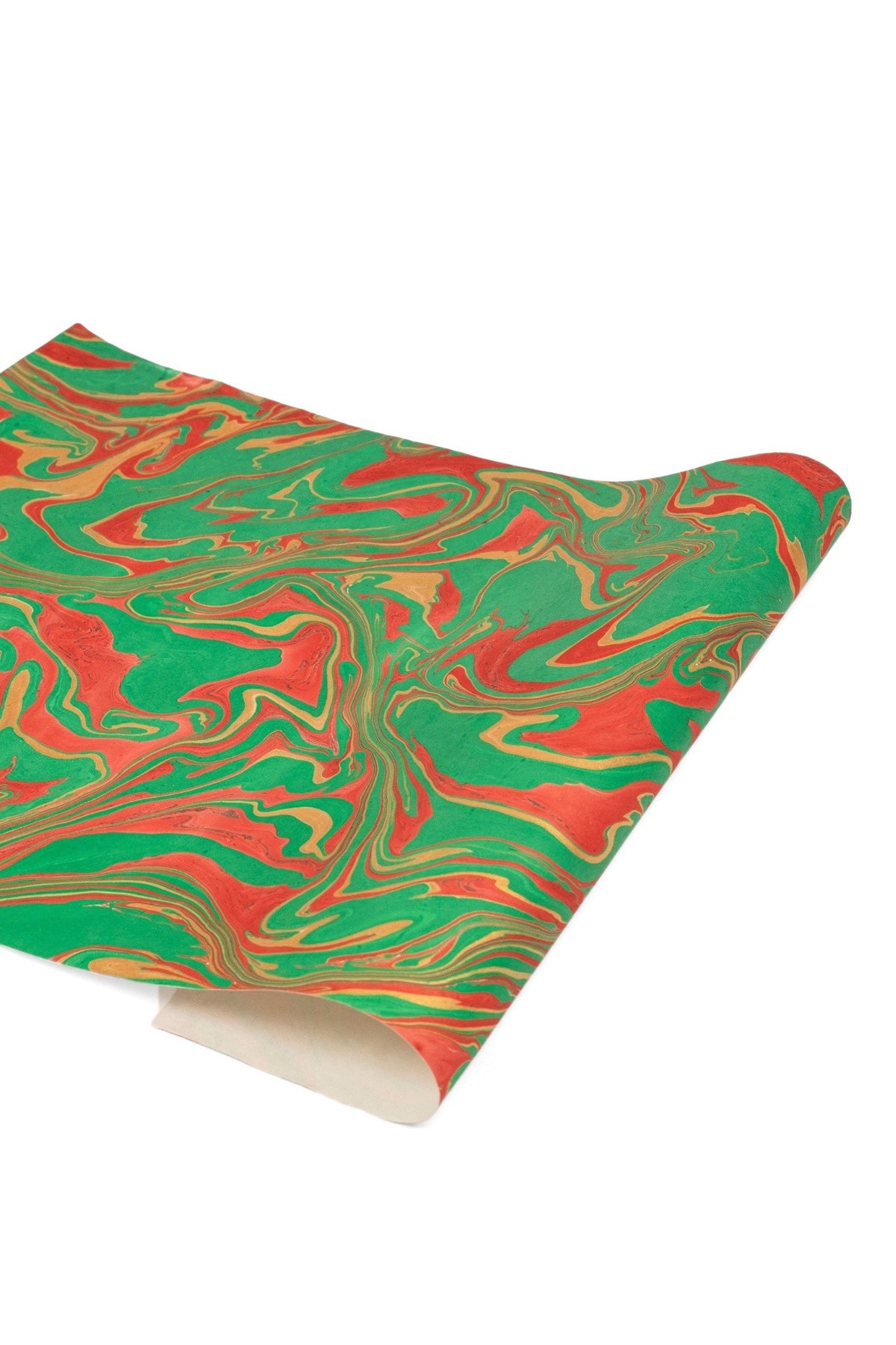 Hand-Marbled Holiday Wave Gift Wrapping Paper Sheet, Set of 5