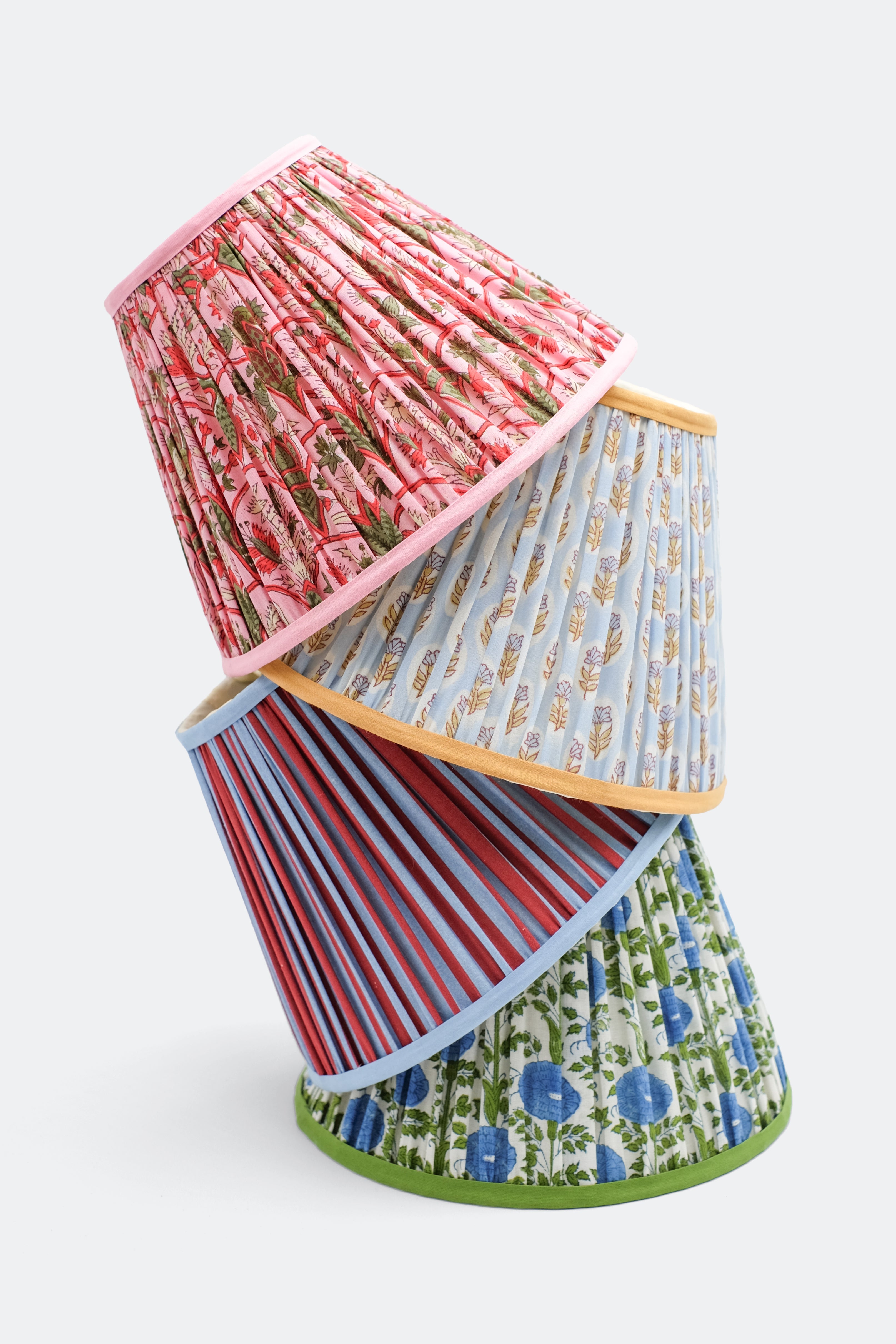 10" Pleated Empire Lampshade in Blockprint
