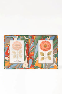 Closed hand-marbled folding picture frame with colorful patterns, flower insert - Inner Child