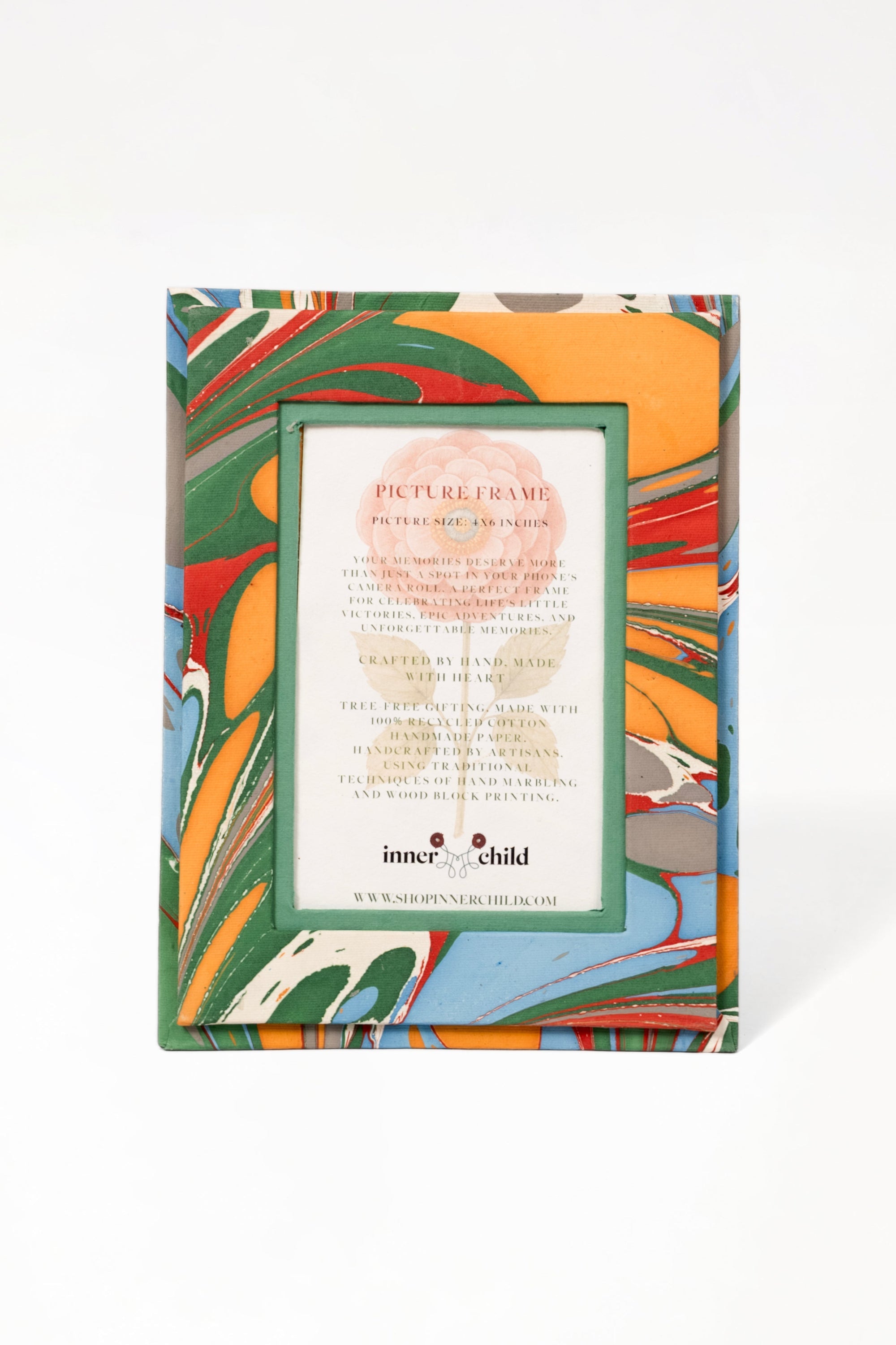 Inner Child Hand Marbled Picture Frame in Marais multicolor 4x6 size
