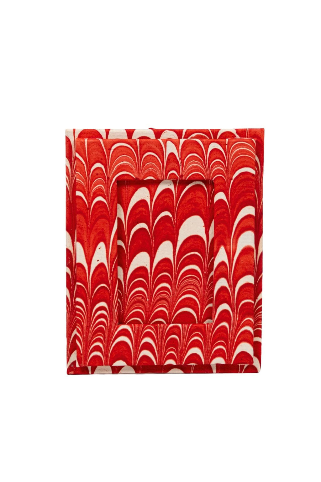 Mini Hand-Marbled Picture Frame Ornament in Candy Cane Swirl