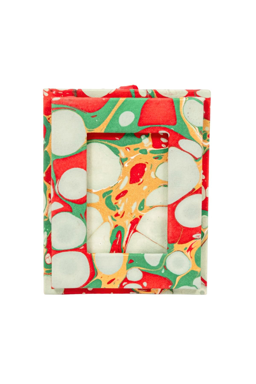 Mini Hand-Marbled Picture Frame Ornament in Christmas Gems