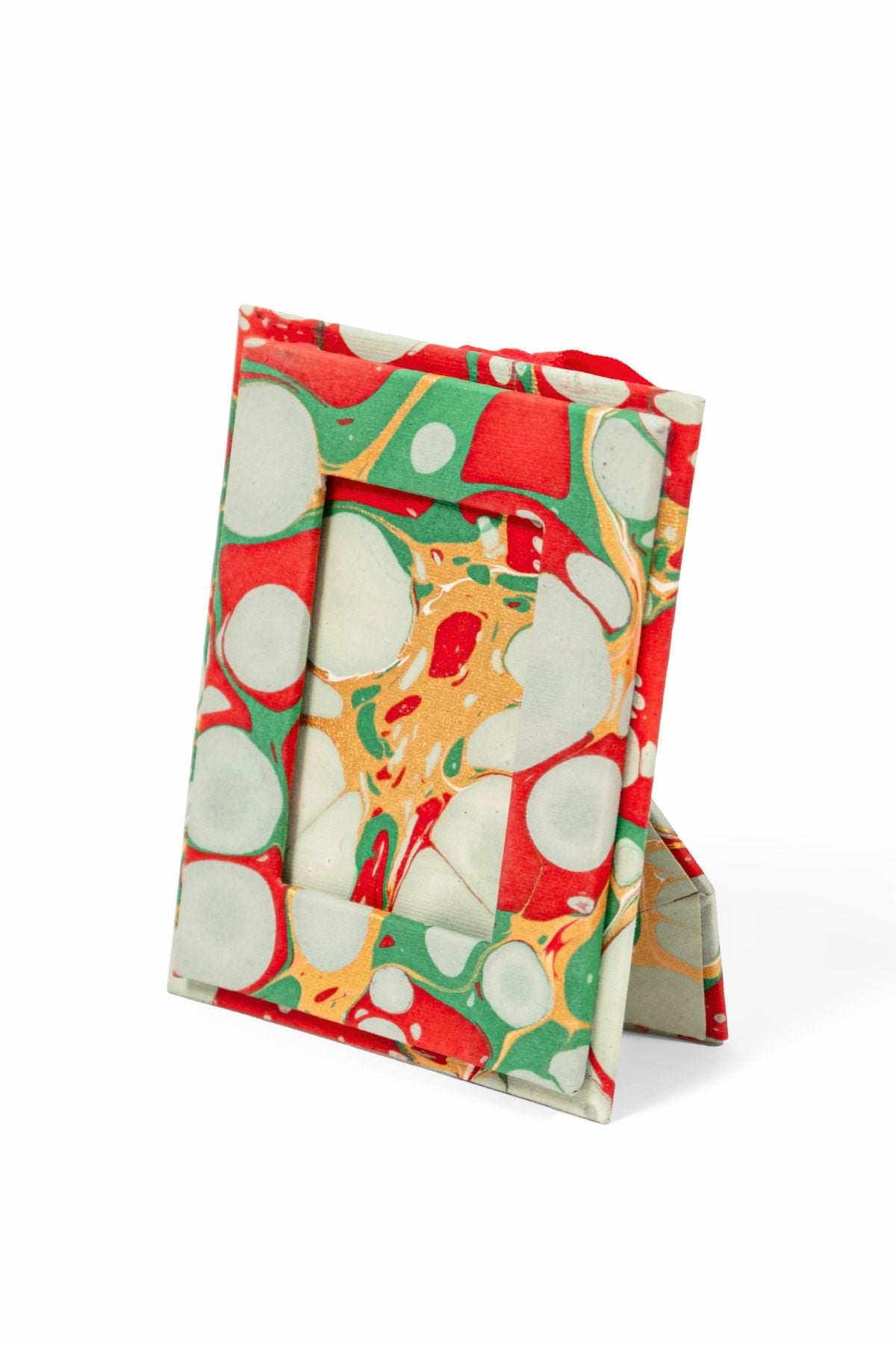 Mini Hand-Marbled Picture Frame Ornament in Christmas Gems