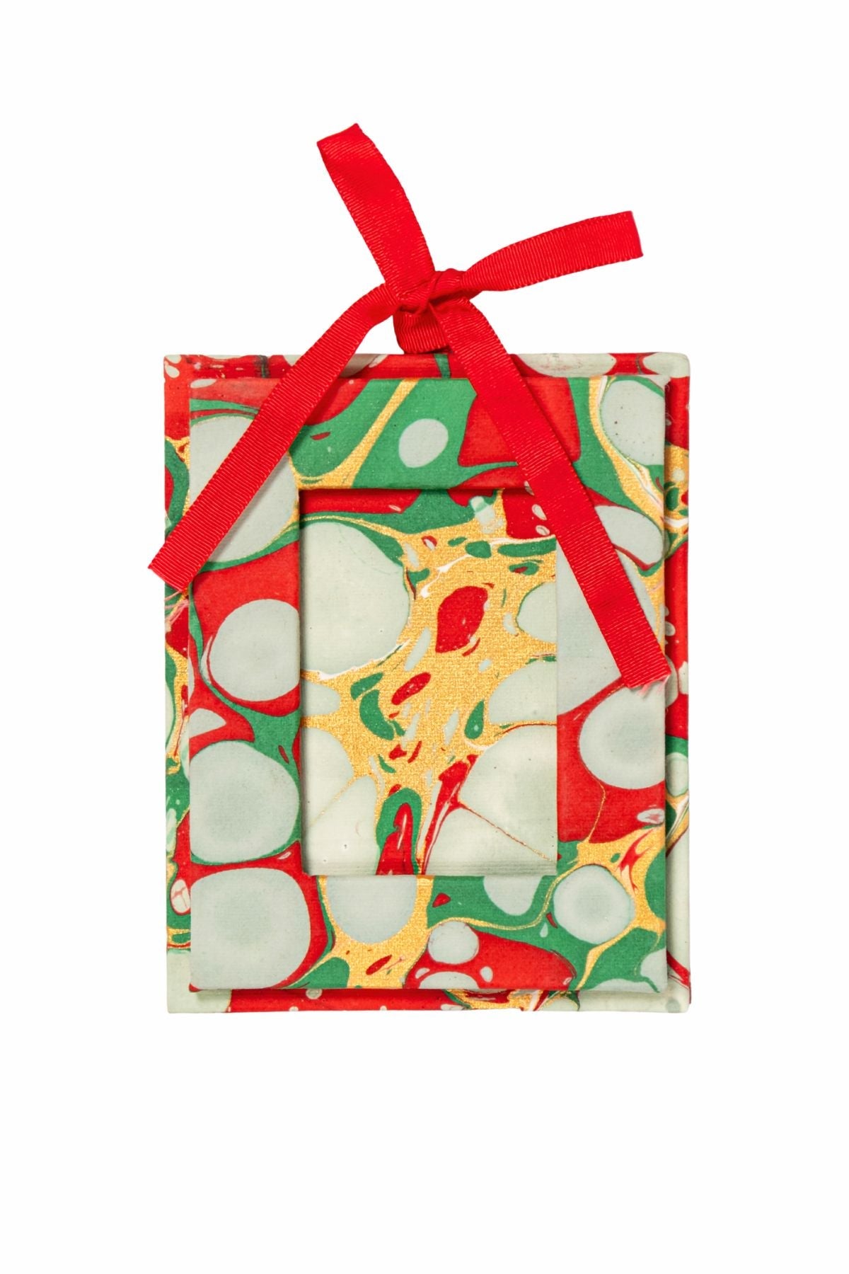 Mini Hand-Marbled Picture Frame Ornament in Christmas Gems