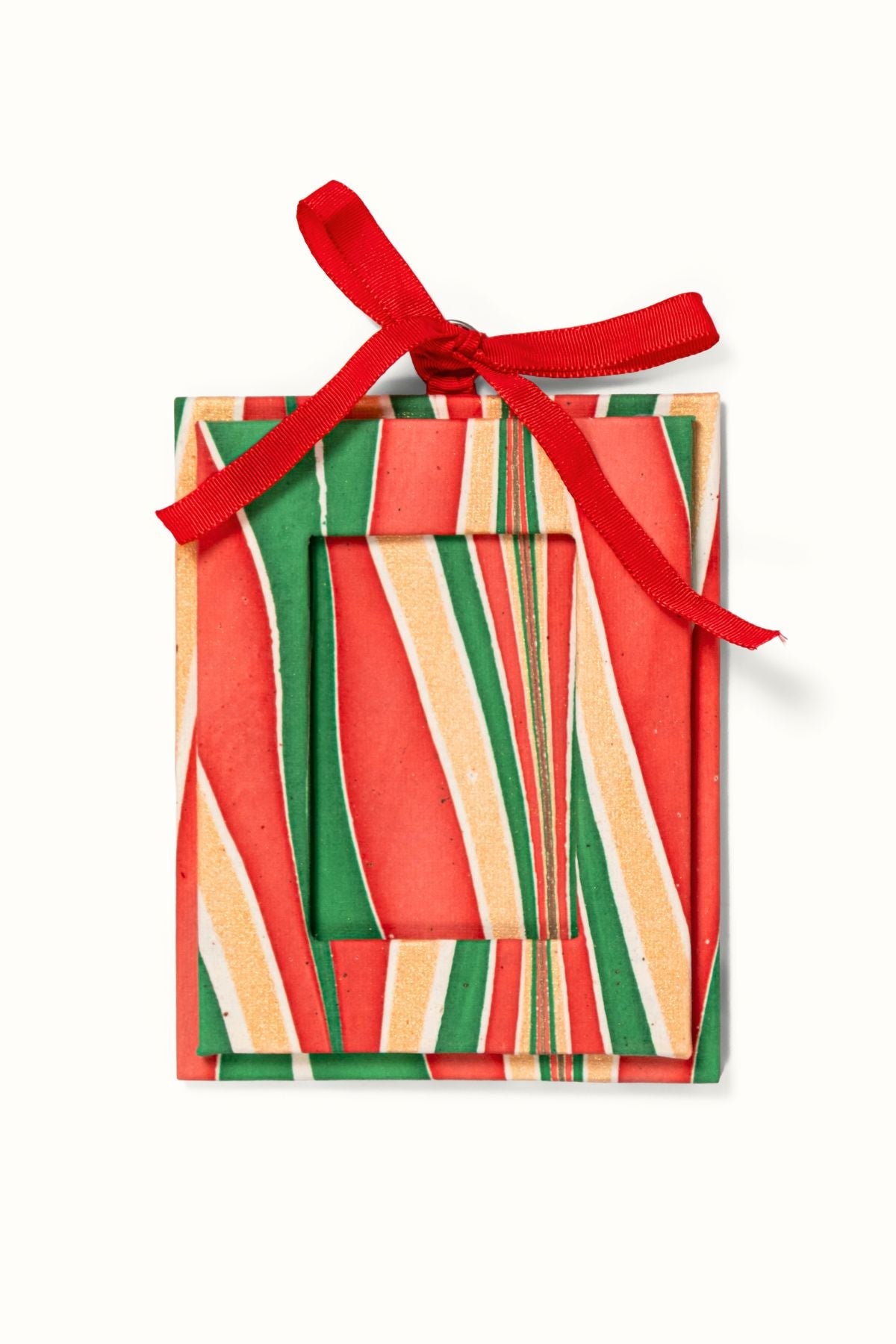 Mini Hand-Marbled Picture Frame Ornament in Gilded Holiday