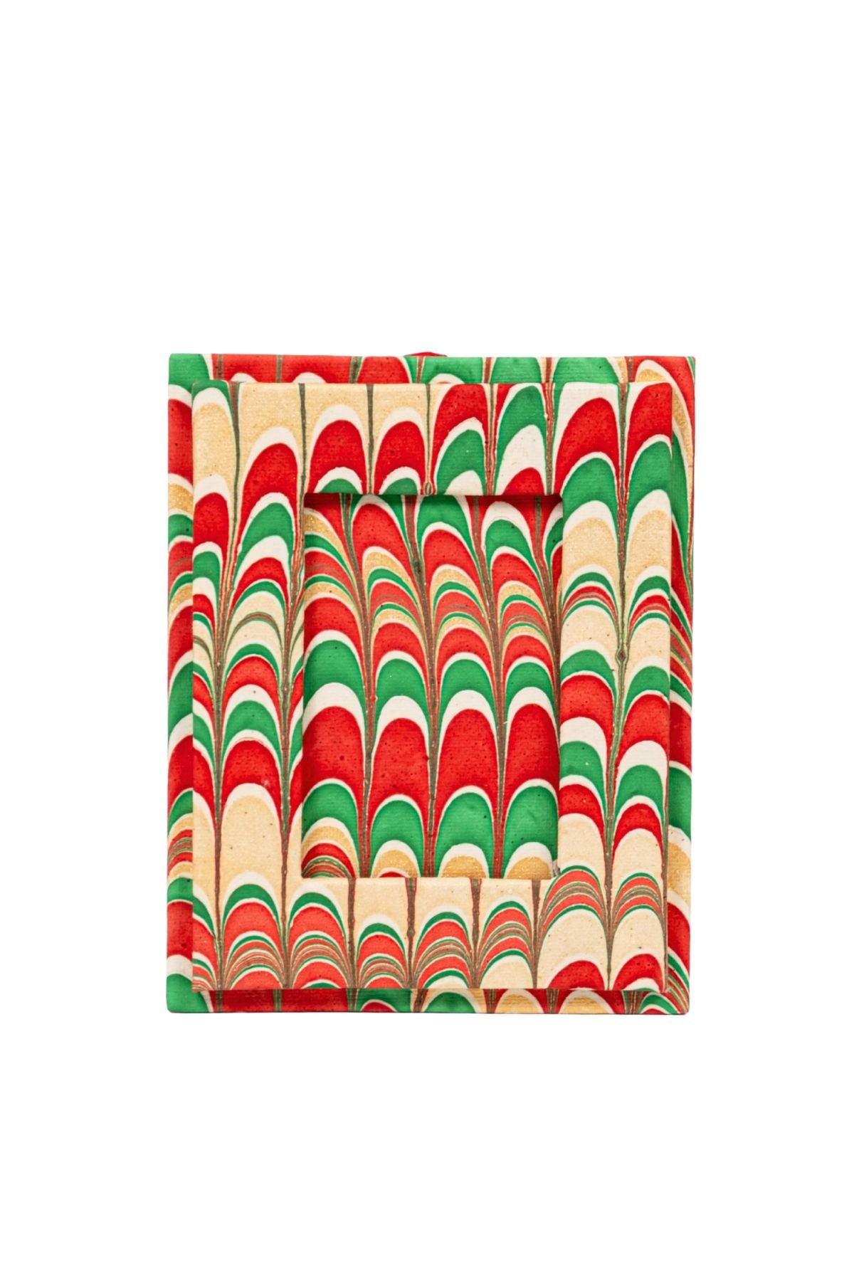 Mini Hand-Marbled Picture Frame Ornament in Holiday Jingle