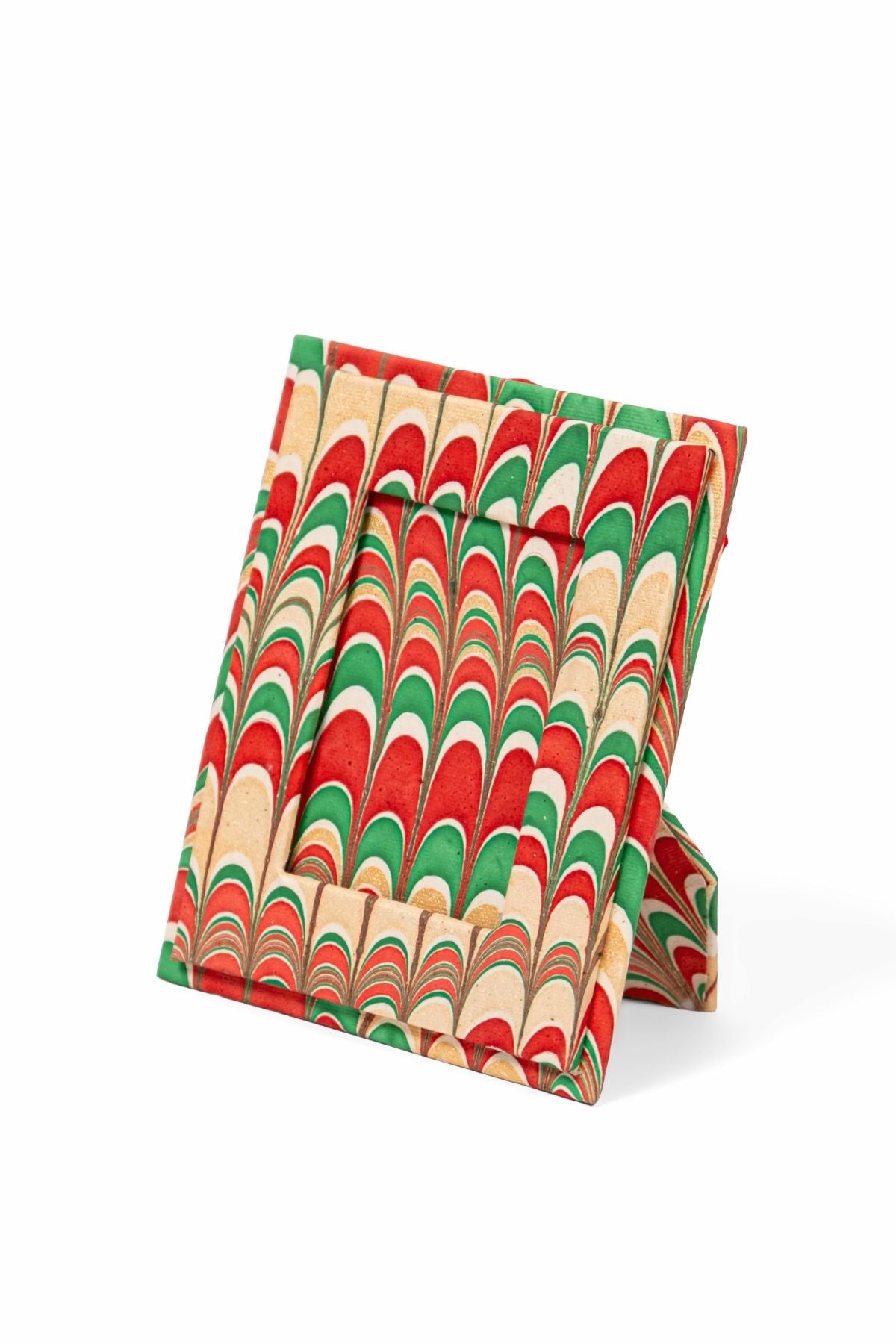Mini Hand-Marbled Picture Frame Ornament in Holiday Jingle