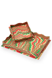 Holiday jingle colored scalloped nesting trays set