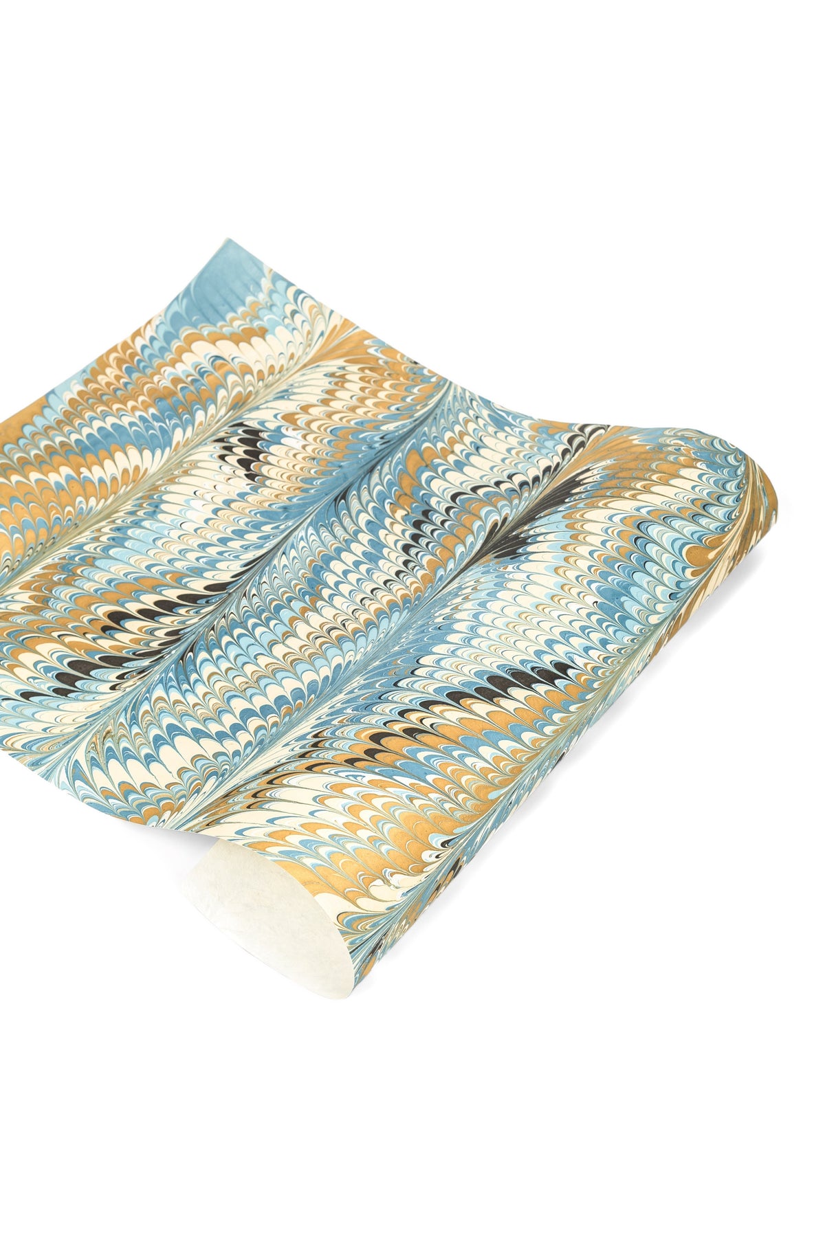 Hand-Marbled Nila Feathers Gift Wrapping Paper Sheet