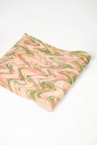 Hand-marbled peony bloom lampshade sample