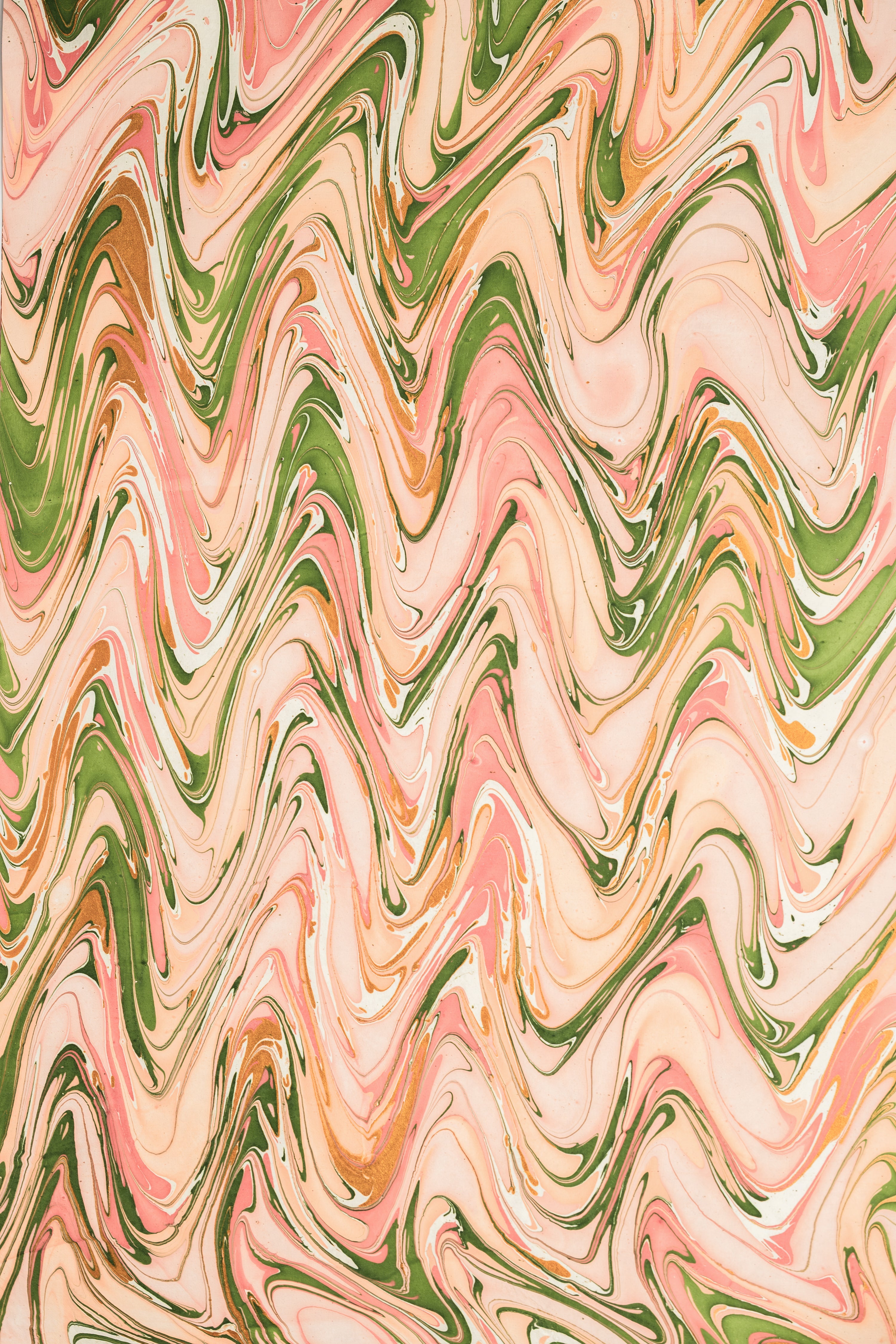 Hand-marbled pink-green-gold pattern from Inner Child