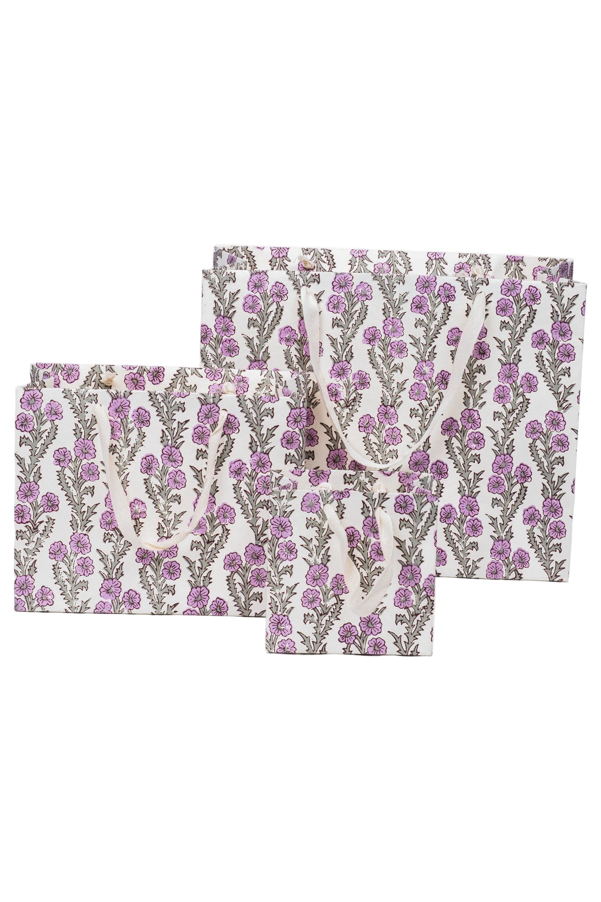 Inner Child hand-marbled mini picture frames - purple floral design with white handles