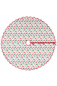 Scalloped Blockprint Quilted Tree Skirt in Holiday Dashing Doxies