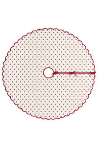 Scalloped Blockprint Quilted Tree Skirt in Holiday Seashell