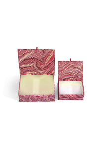 Hand-marbled keepsake box set in Florentine pink with open interiors