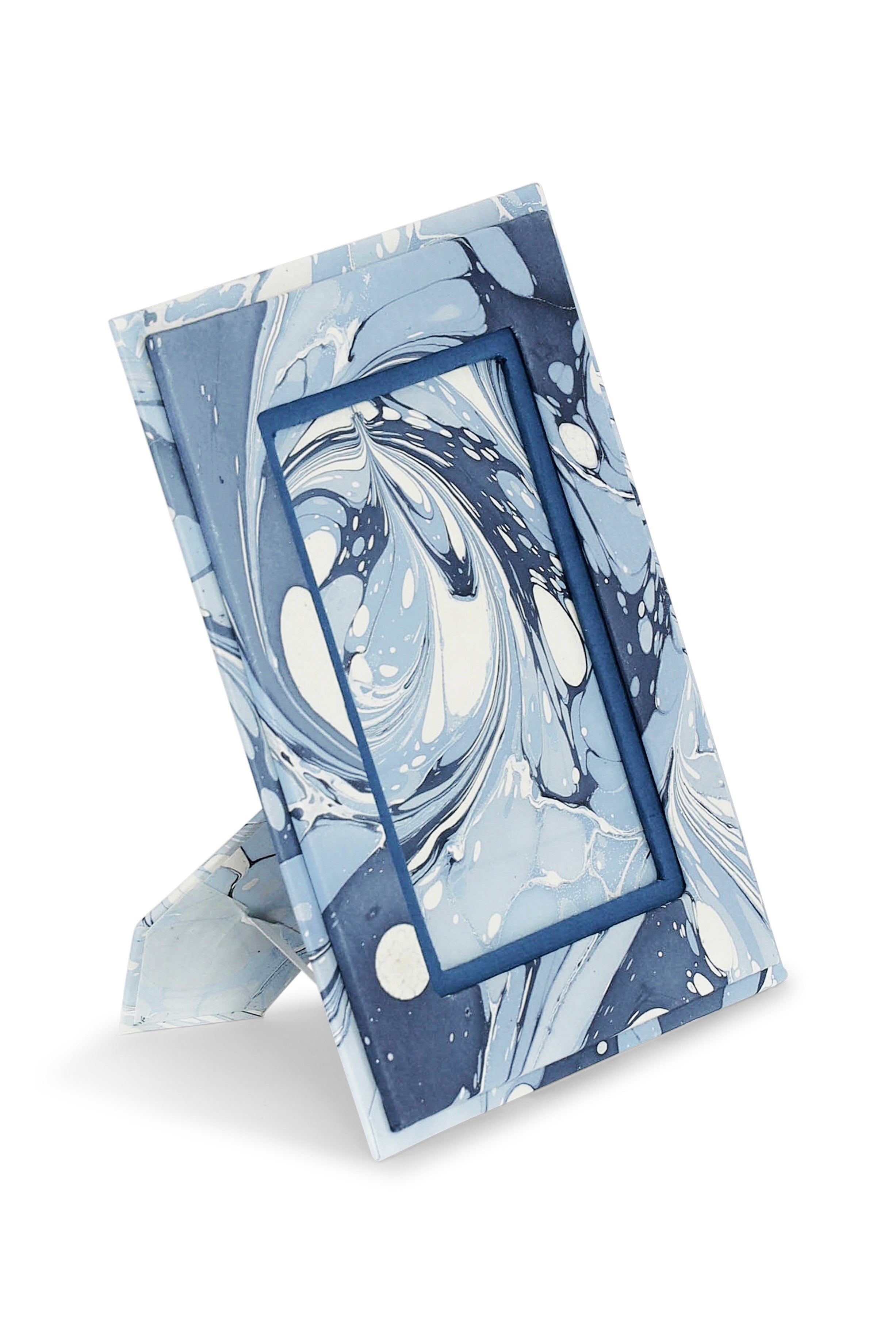 Hand-marbled Ocean Wave pattern 4x6 picture frame from Inner Child