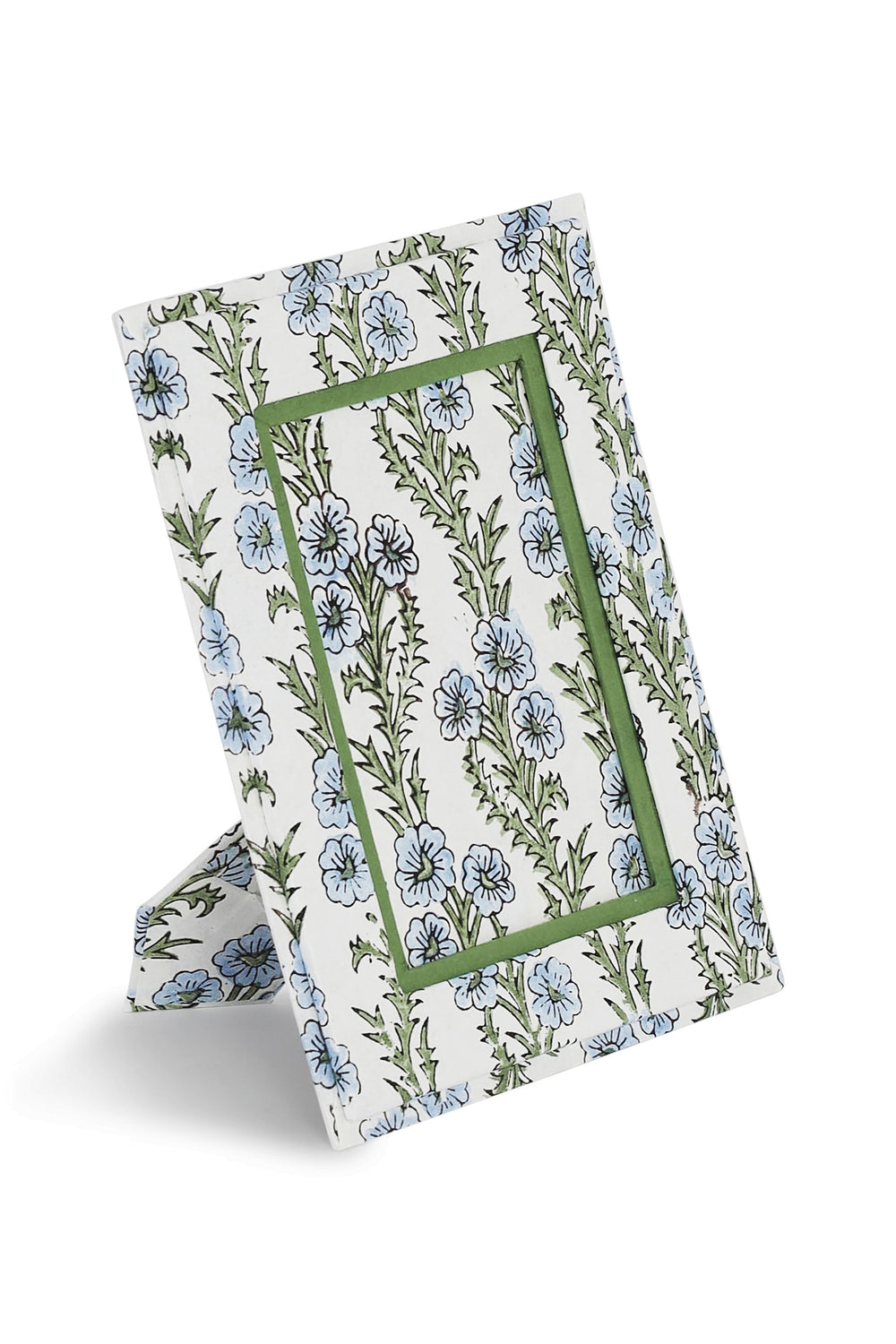 Blue forget-me-not floral fabric 4x6 standing picture frame