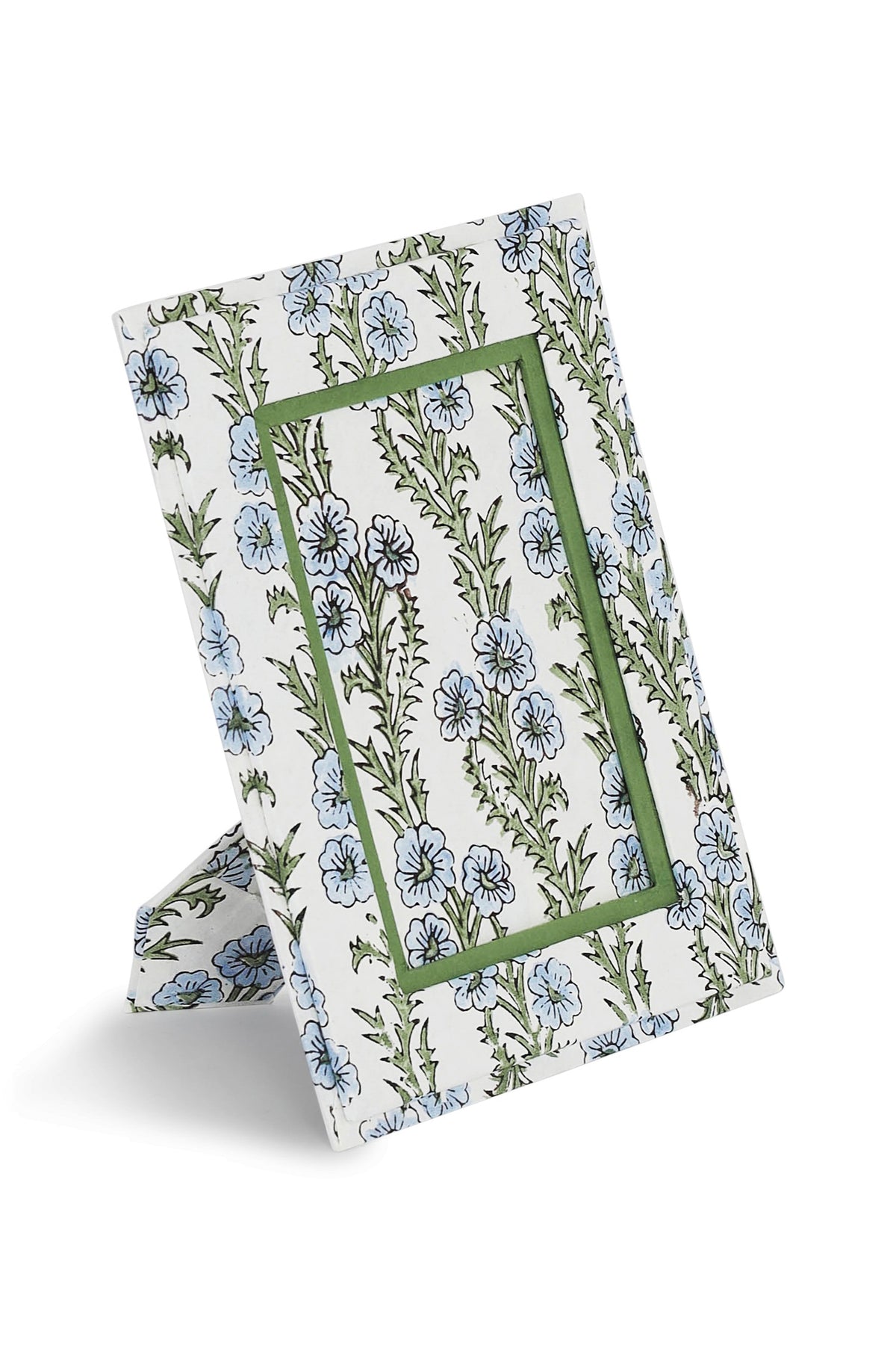 Blue forget-me-not floral fabric 4x6 standing picture frame