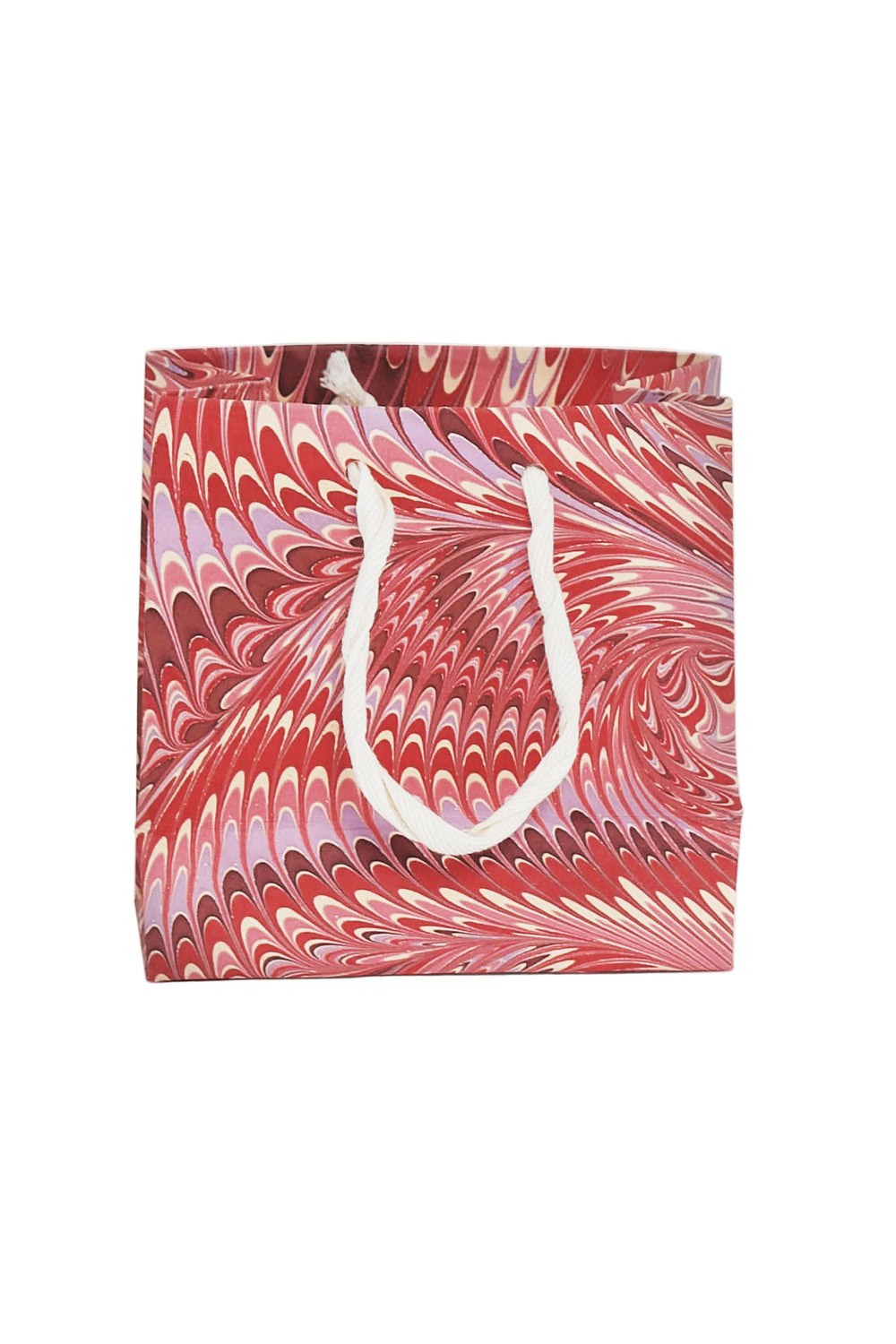 Small Florentine pink hand marbled gift bag with white rope handle from Inner Child